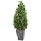 Nearly Natural; 4.7ft. UV Resistant Bay Leaf Cone Topiary Tree in Slate Planter; Category:Trees & Floor Plants; Image:2